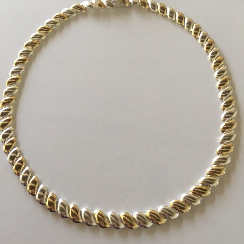 $440 24kt Gold Sterling Silver 2 Tone Necklace NWT - Picture 4 of 8